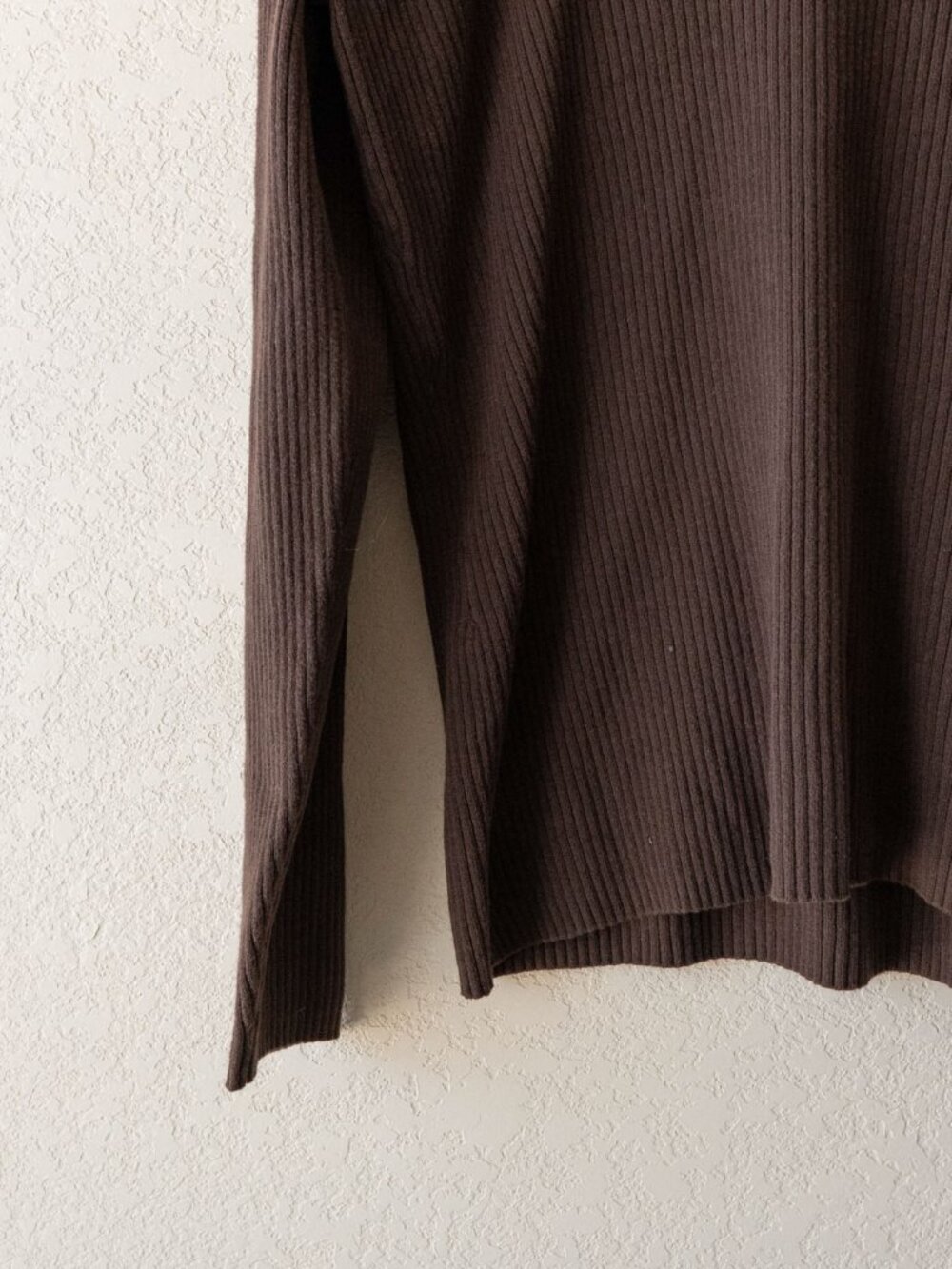St John's Bay Sweater Womens XL Brown Ribbed V Neck Cotton Knit Pullover - Picture 7 of 14